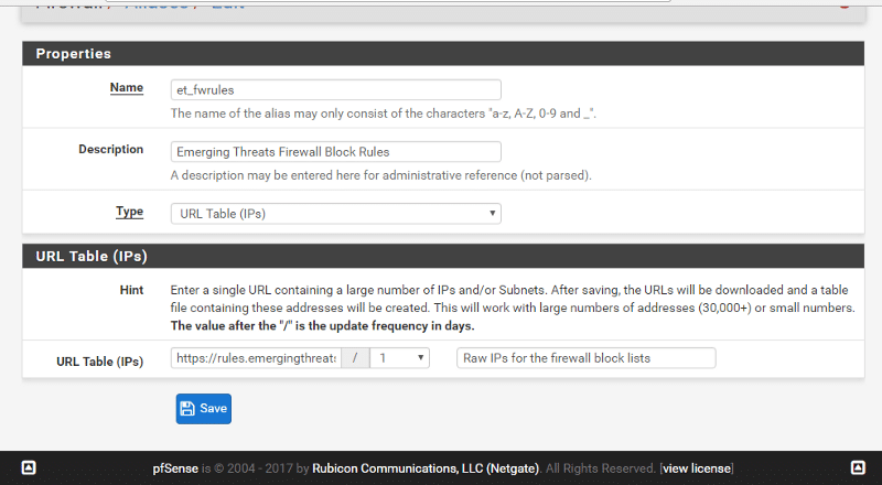 pfSense URL alias creation